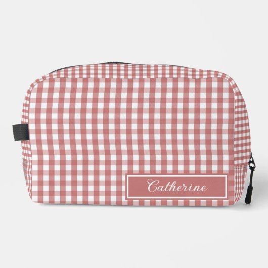 Rotes Gingham Süßes Karo Kosmetik Waschbeutel (Vorderseite)