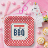 Rotes Gingham und Blau Verlobungsfeier mit I Do BB Pappteller (Party)