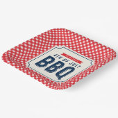 Rotes Gingham und blaues 4. Juli BBQ Pappteller (Gewinkelt)