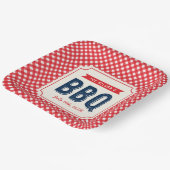 Rotes Gingham und blaues Sommer-BBQ Pappteller (Gewinkelt)