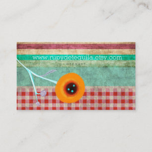 Rotes Gingham Vintage Visitenkarte