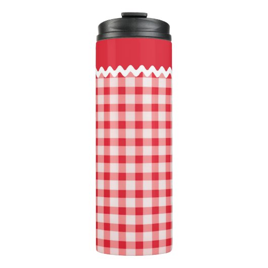 Rotes Gingham-Wärmeglas Thermosbecher (Vorderseite)