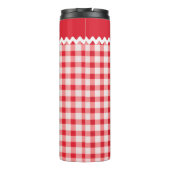 Rotes Gingham-Wärmeglas Thermosbecher (Rückseite)