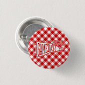 Rotes Gingham-Wimpel-Bow für den Spieltag Button (Vorne & Hinten)