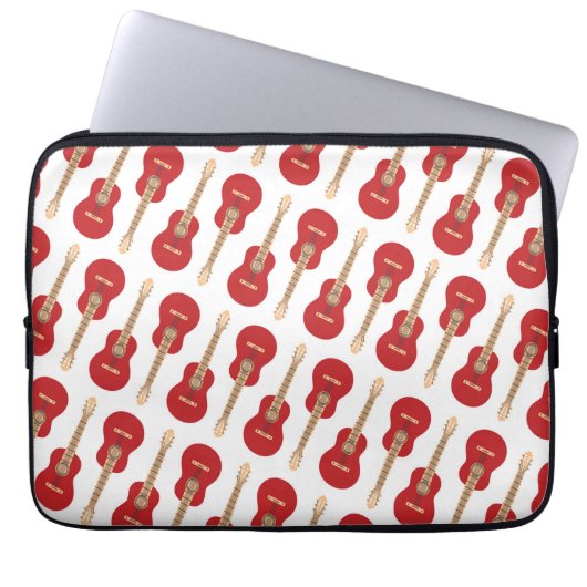 Rotes Gitarrenmuster Laptopschutzhülle (Vorderseite)