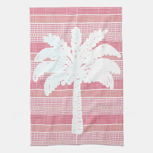 Rotes Gitter mit Palm Tree Tee Handtuch