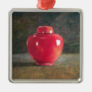Rotes Glas 1996 Ornament Aus Metall