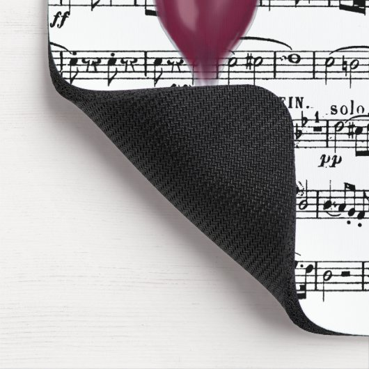 Rotes Glas auf Musik Mousepad (Ecke)