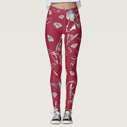 Rotes Glas und Diamanten Leggings
