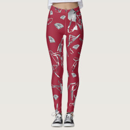 Rotes Glas und Diamanten Leggings