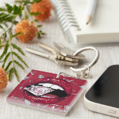 Rotes Glas und Diamanten Schlüsselanhänger (Vorderseite rechts)