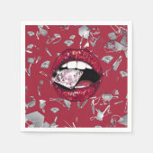 Rotes Glas und Diamanten Serviette (Vorderseite)