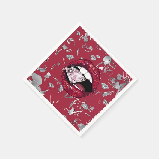 Rotes Glas und Diamanten Serviette (Ecke)