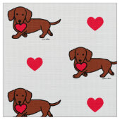 Rotes glattes Dackel-Herz-Gewebe Stoff (Nahaufnahme)