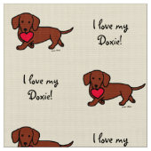 Rotes glattes Dackel-Herz Stoff (Nahaufnahme)