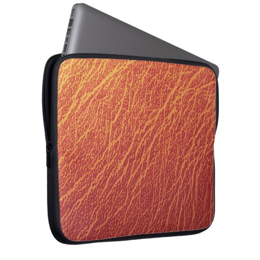 Rotes Glattleder Laptopschutzhülle (Vorne Rechts)