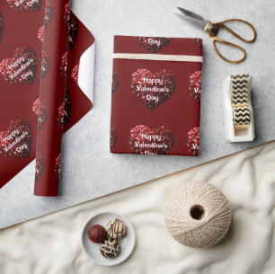 Rotes Glitter funkelt Herz Frohen Valentinstag Geschenkpapier