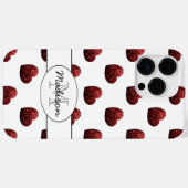 Rotes Glitter funkelt Herzen Muster Monogramm weiß Case-Mate iPhone Hülle (Rückseite (Horizontal))