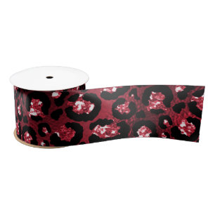 Rotes Glitter Glam Leoparden Punkte Muster Satinband