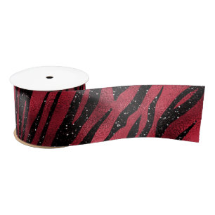 Rotes Glitter-Glam-Zebrastreifenmuster Satinband