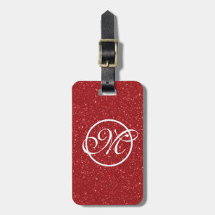 Rotes Glitz Presto Monogramm Gepäckanhänger