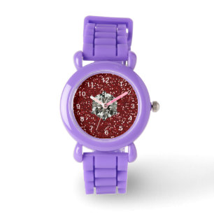 Rotes Glitzer-diamante de Armbanduhr