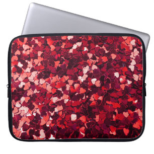 Rotes Glitzer Herz: Minimalistische Textur. Laptopschutzhülle