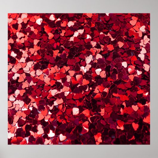 Rotes Glitzer Herz: Minimalistische Textur. Poster (Vorne)