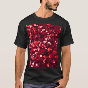 Rotes Glitzer Herz: Minimalistische Textur. T-Shirt