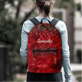 Rotes Glitzer-Monogramm Bedruckter Rucksack