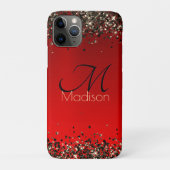 Rotes Glitzer-Monogramm Case-Mate iPhone Hülle (Rückseite)