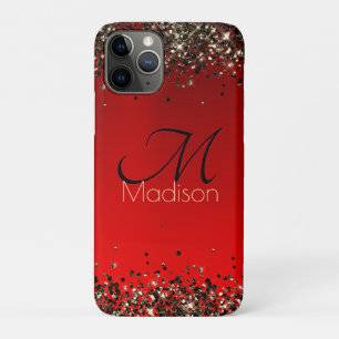 Rotes Glitzer-Monogramm Case-Mate iPhone Hülle
