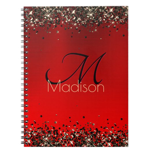 Rotes Glitzer-Monogramm Notizblock (Vorderseite)
