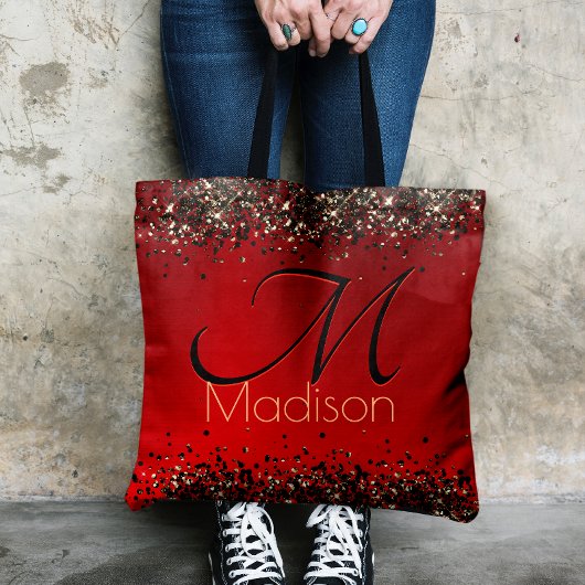 Rotes Glitzer-Monogramm Tasche