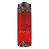 Rotes Glitzer-Monogramm Thermosbecher (Vorderseite)