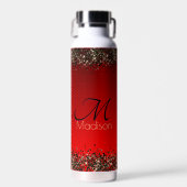 Rotes Glitzer-Monogramm Trinkflasche (Vorne)