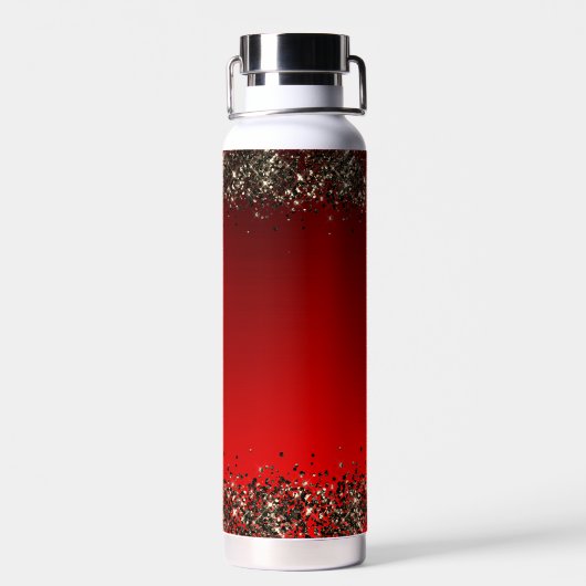 Rotes Glitzer-Monogramm Trinkflasche (Rückseite)
