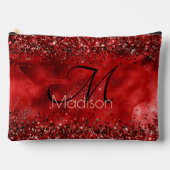 Rotes Glitzer-Monogramm Zubehörtasche (Vorderseite)