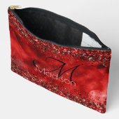 Rotes Glitzer-Monogramm Zubehörtasche (Offen)