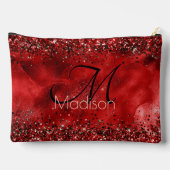 Rotes Glitzer-Monogramm Zubehörtasche (Rückseite)