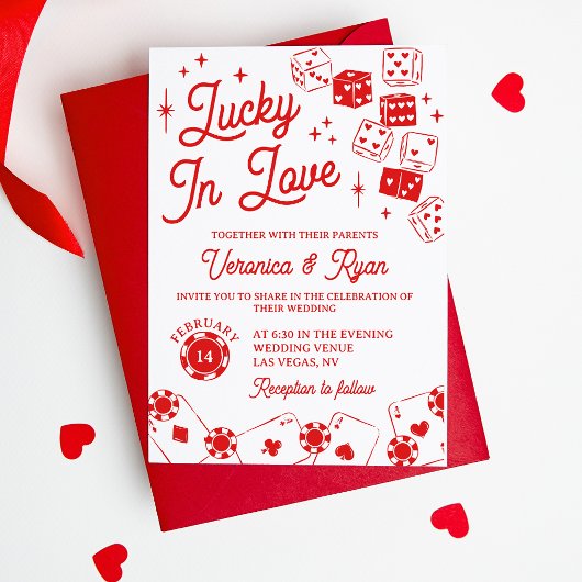 Rotes Glücklich Verliebt Würfel & Karten Hochzeit