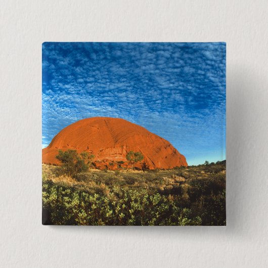 Rotes Glühen des berühmten Ayers Rock im Outback Button (Vorderseite)