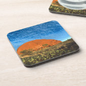 Rotes Glühen des berühmten Ayers Rock im Outback Untersetzer (Linke Seite)