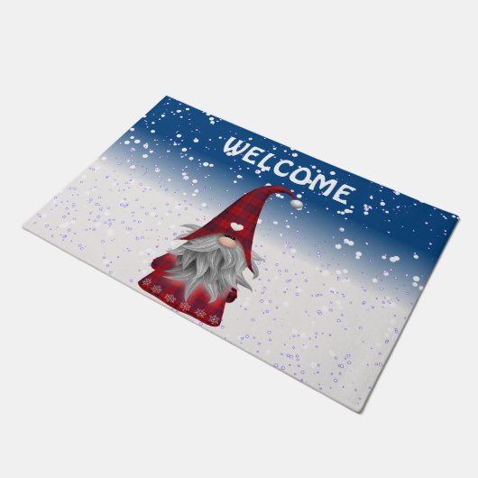 Rotes Gnome im Schnee Fußmatte (Schrägansicht)