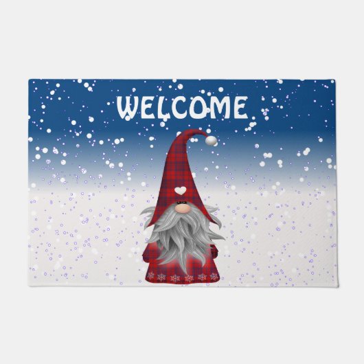 Rotes Gnome im Schnee Fußmatte (Vorderseite)