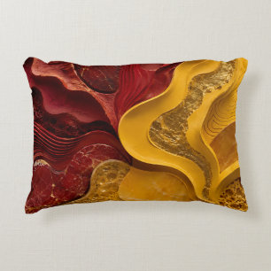 Rotes Gold Abstrakt Kühnes Feuer Kunst Geschenk Dekokissen