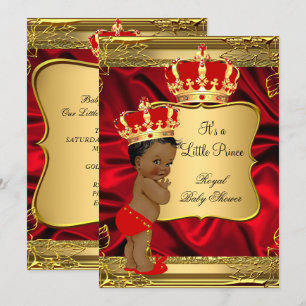 Rotes Gold Afrikanisch Amerikanischer Prinz Baby S Einladung