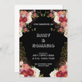 Rotes Gold Aquarellfarben Einladung (Vorne/Hinten)