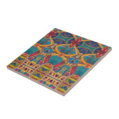 Rotes Gold aus marokkanischem Mosaik, türkisblau Fliese (Seite)