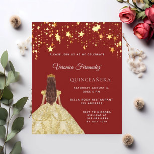 Rotes Gold aus Quinceanera Einladung an Stars